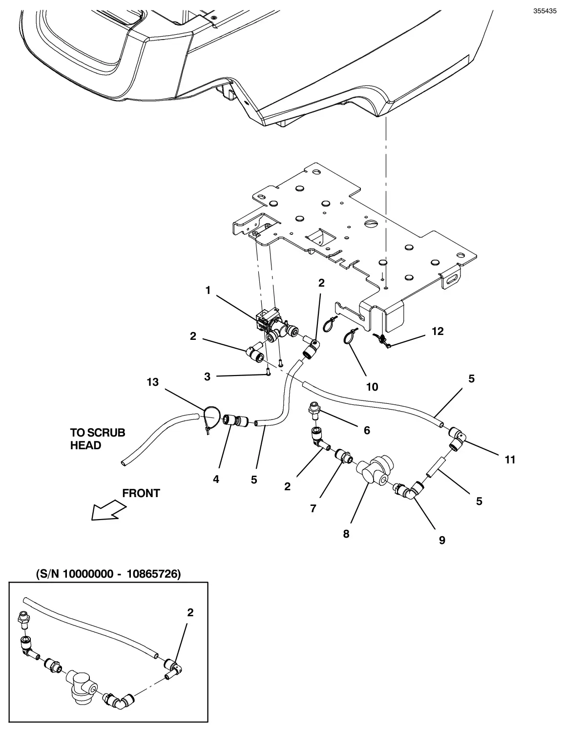 Tennant T500 standard solution group (push quick connector style) (s/n 10000000-11089941) drawing, manual page 80
