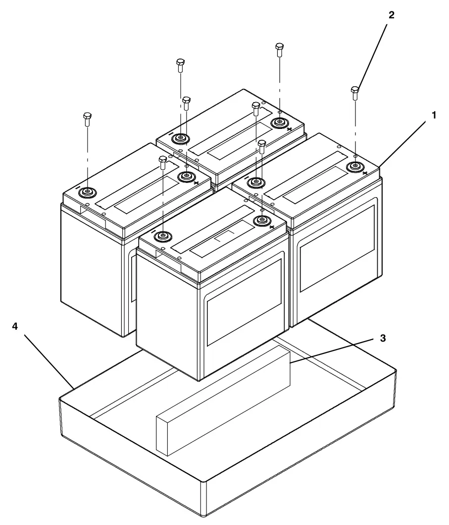 Tennant T500 (S/N 30000000-40000000) battery group, agm 220ah (china) drawing, manual page 91