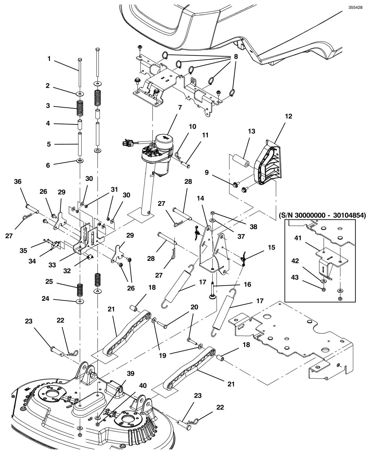 Tennant T500 (S/N 30000000-40000000) head lift group, disk drawing, manual page 46