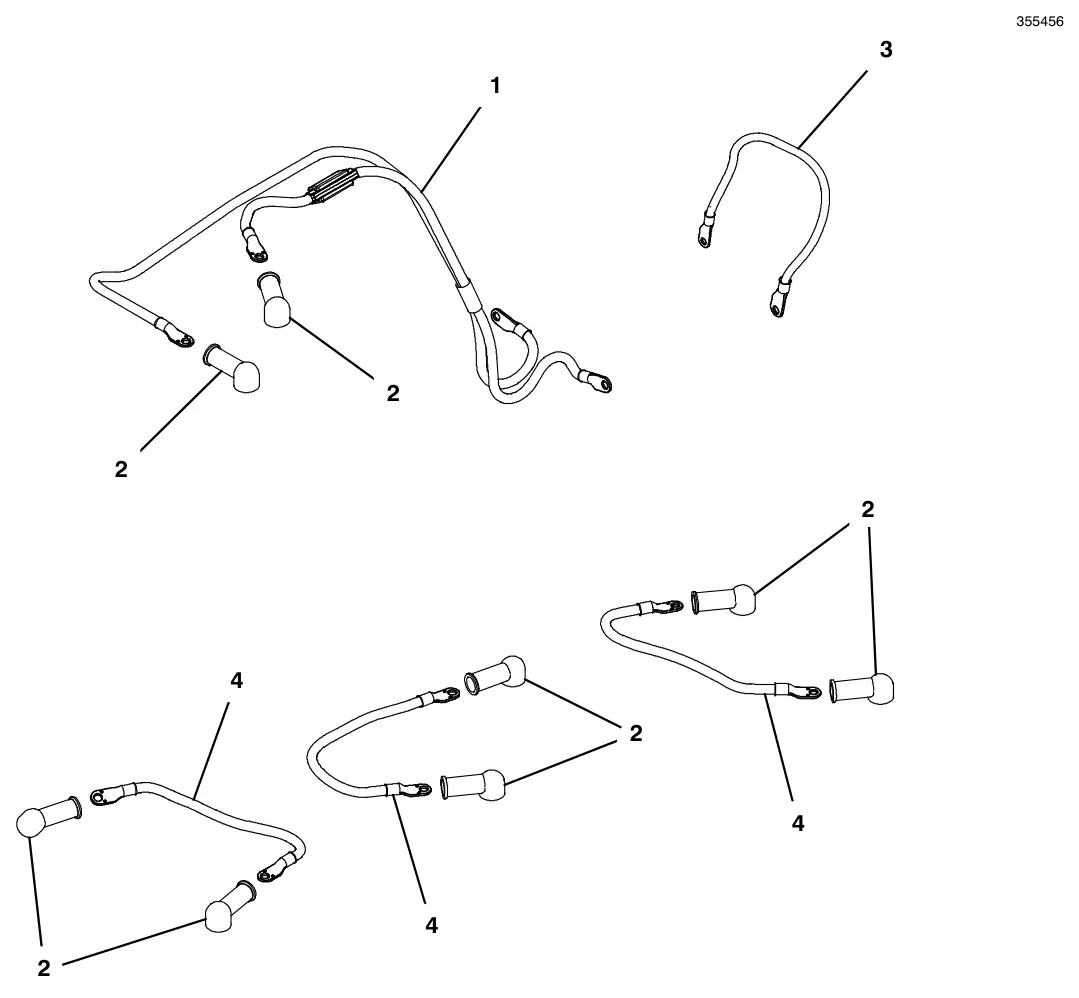 Tennant T500 (S/N 30000000-40000000) standard battery cables group drawing, manual page 84