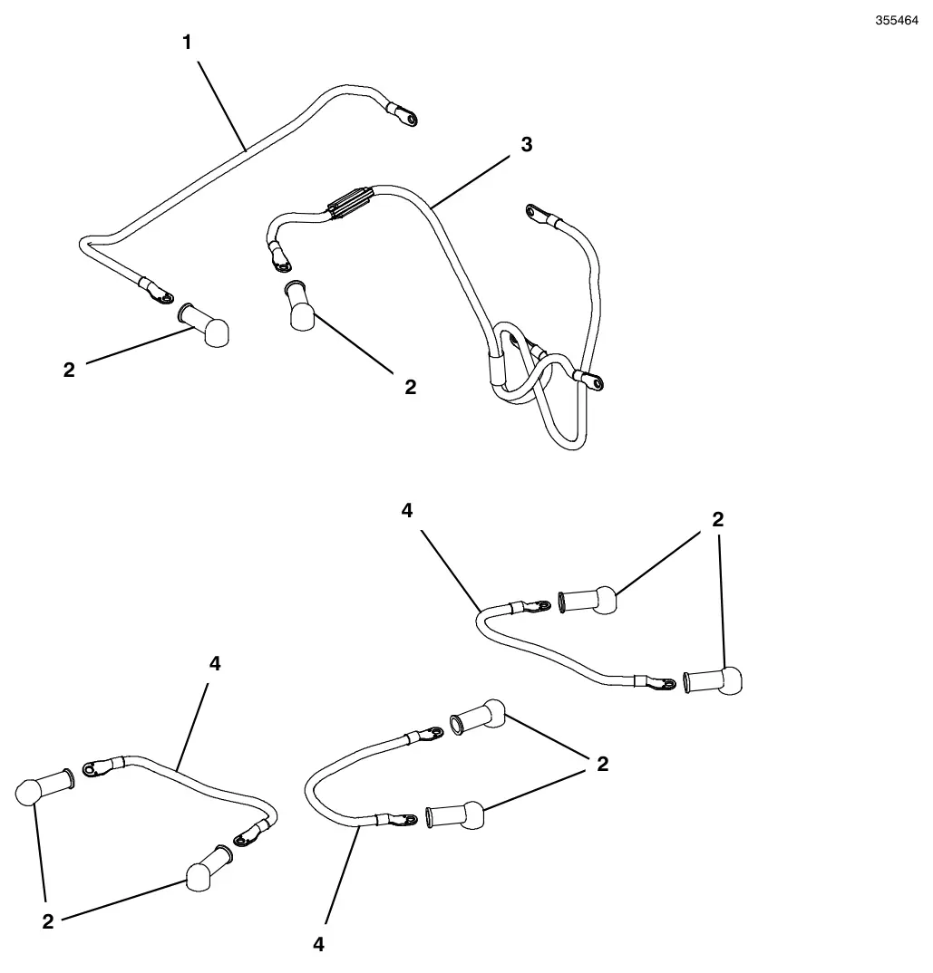 Tennant T500e battery cables group, telemetry, agm and wet (s/n 10000000-11101078) drawing, manual page 106