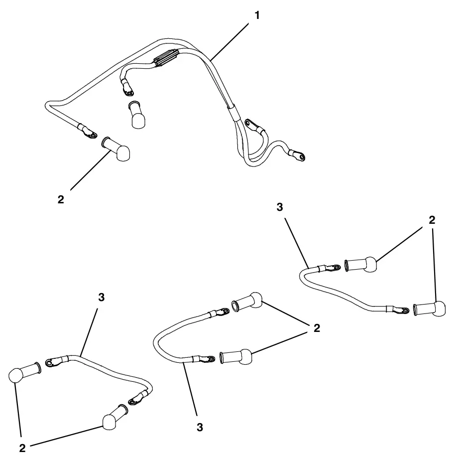 Tennant T500e battery cables group, wet and agm battery drawing, manual page 80