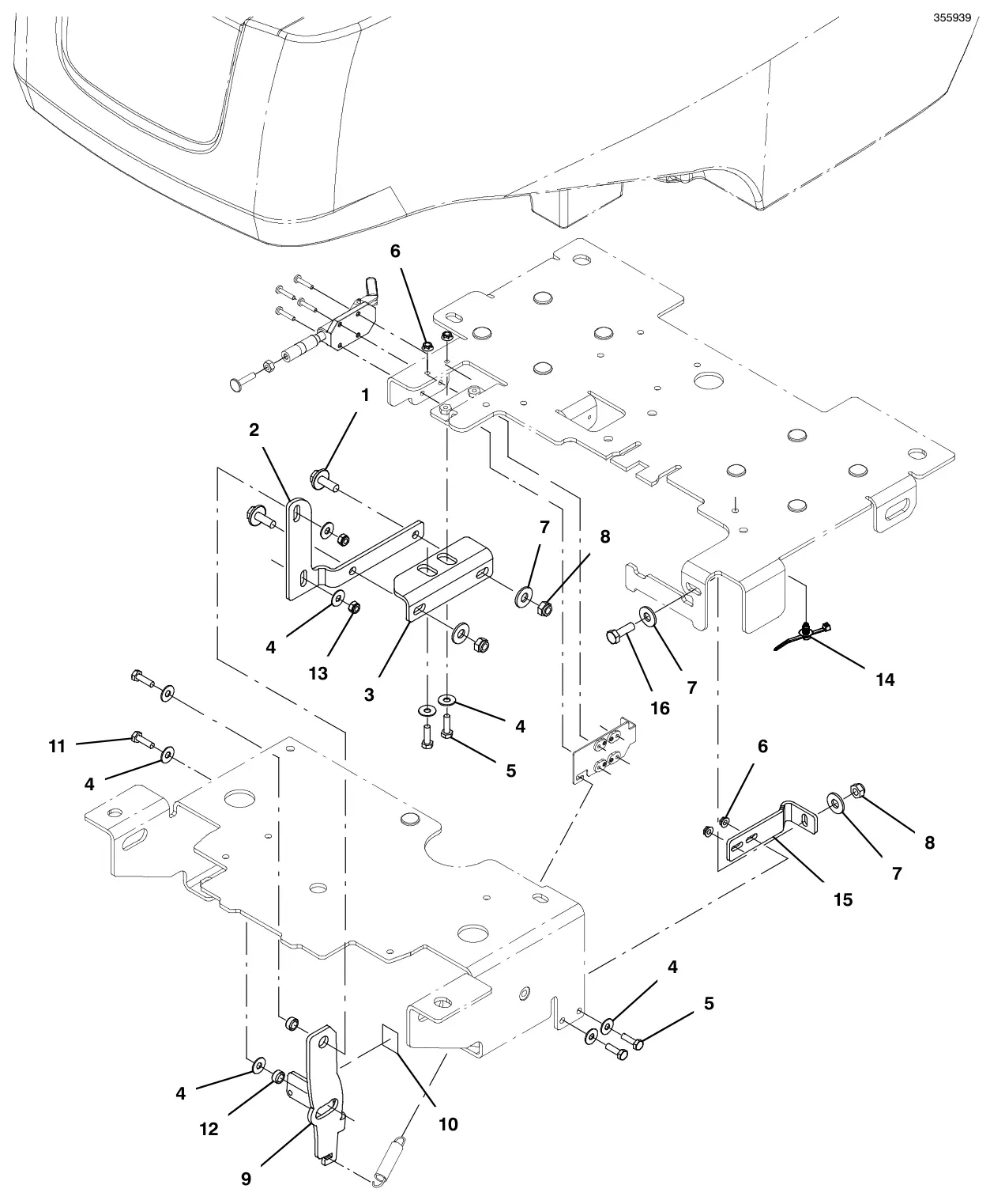 Tennant T500e bracket kit, solution tank support (s/n 10000000-11064201) drawing, manual page 120