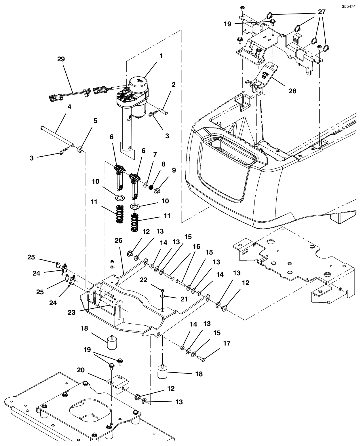 Tennant T500e head lift group, orbital drawing, manual page 46