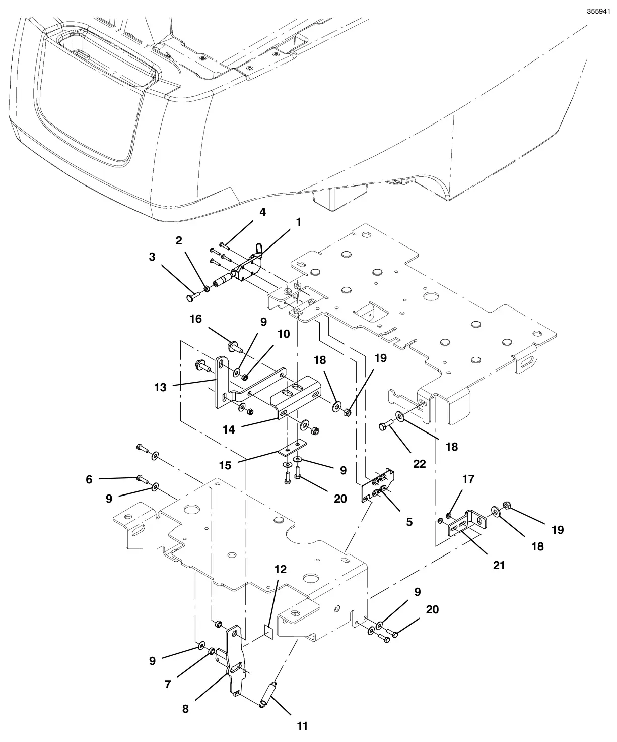 Tennant T500e parking brake group (s/n 11064202 and later) drawing, manual page 116