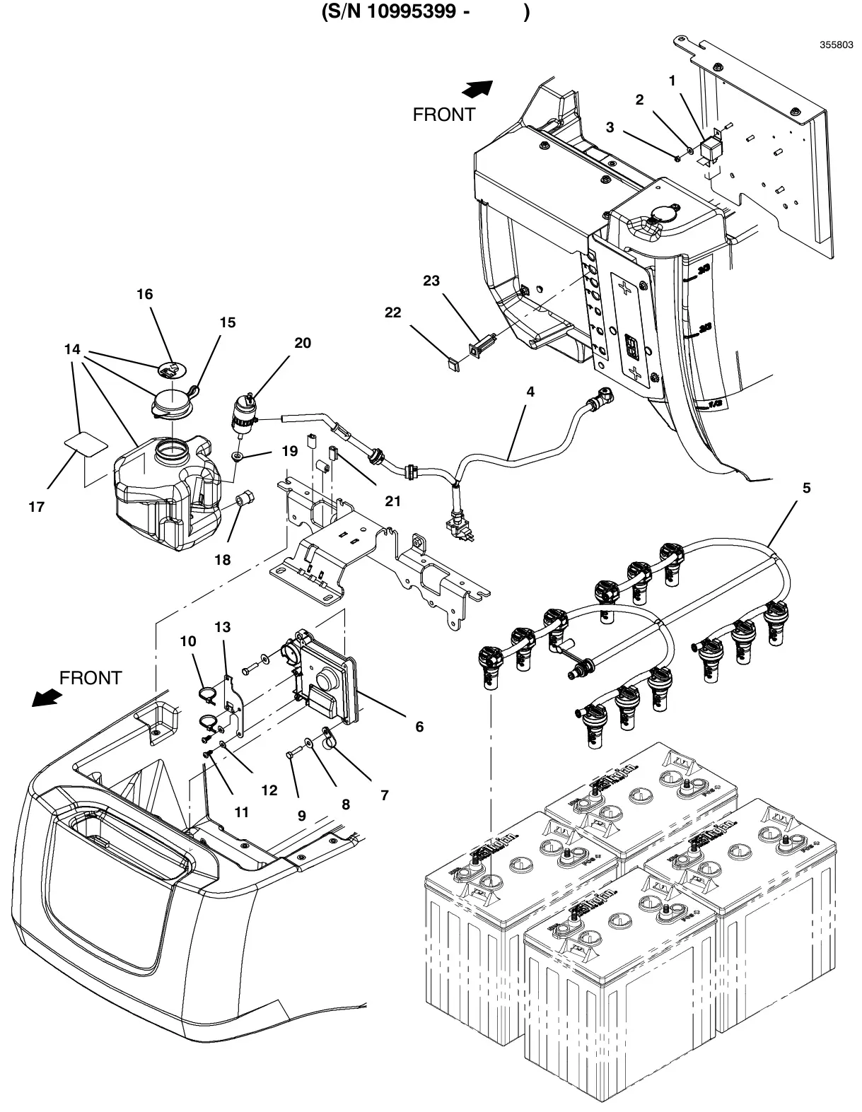 Tennant T500e smart-fill automatic battery watering system (s/n 10995399 and later) drawing, manual page 96