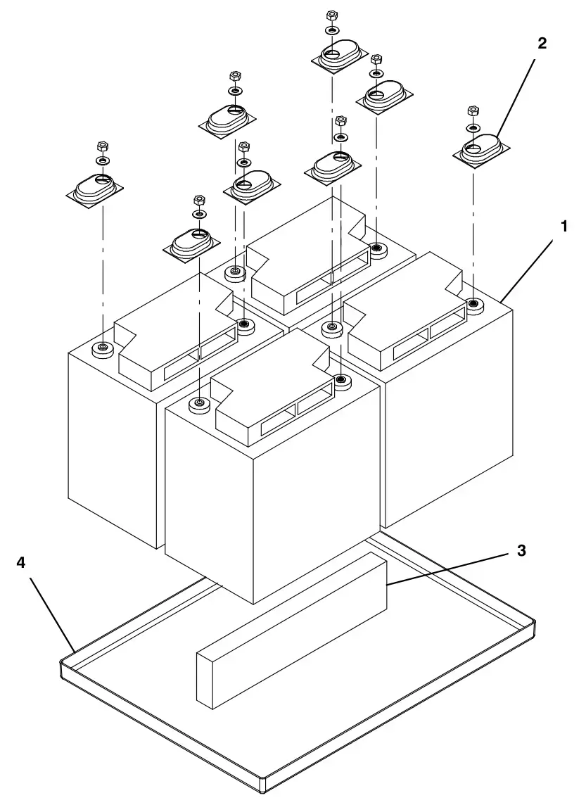 Tennant T500e (S/N 30000000-40000000) battery group, agm 170ah (china) drawing, manual page 83