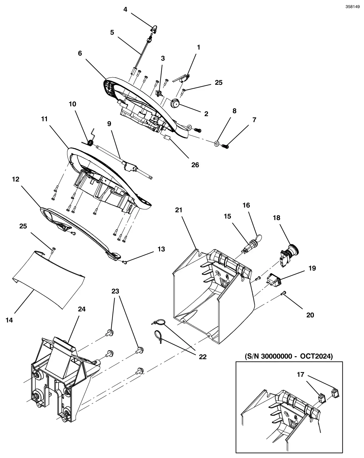Tennant T500e (S/N 30000000-40000000) console group, propel drawing, manual page 56