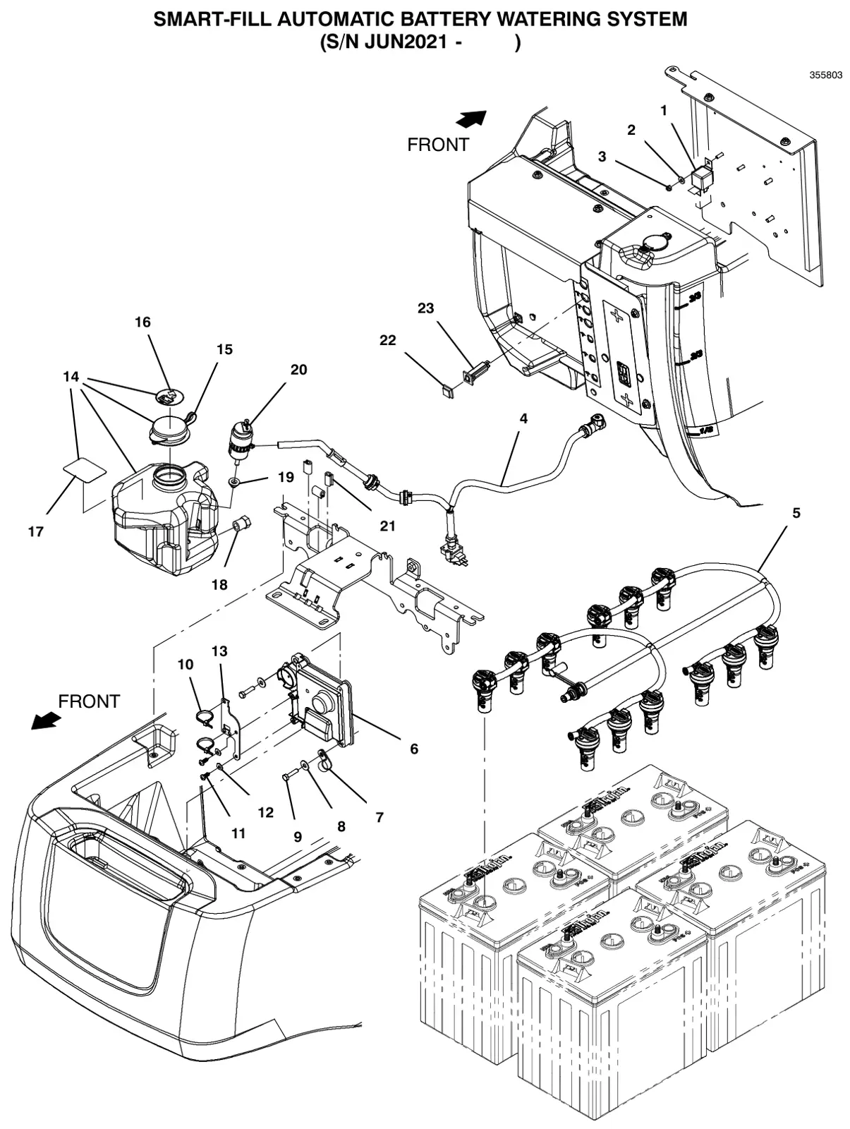 Tennant T500e (S/N 30000000-40000000) smart-fill automatic battery watering system (s/n jun2021 - ) drawing, manual page 96