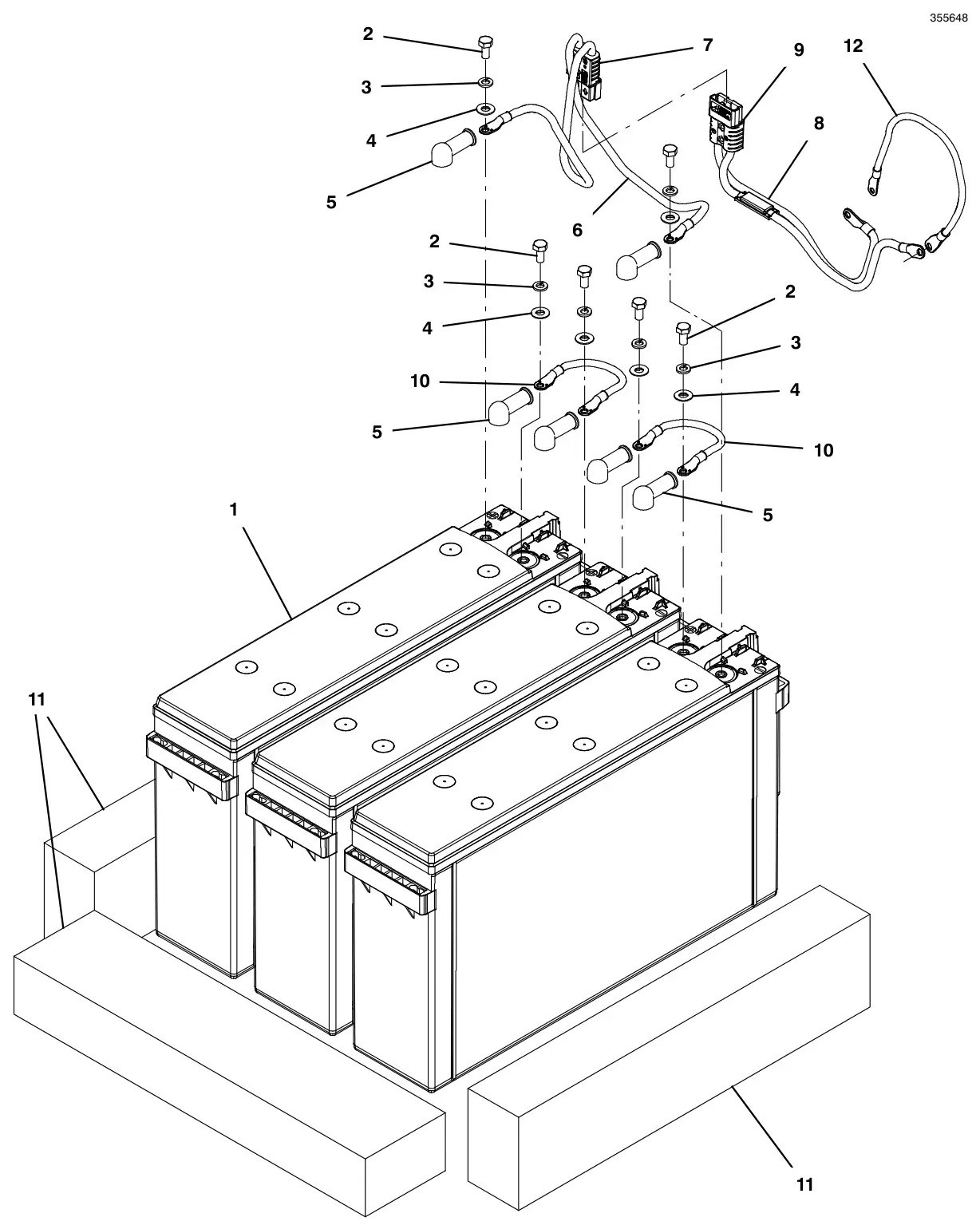 Tennant T600e / T600 battery group, tppl 210ah (fast charge) drawing, manual page 108
