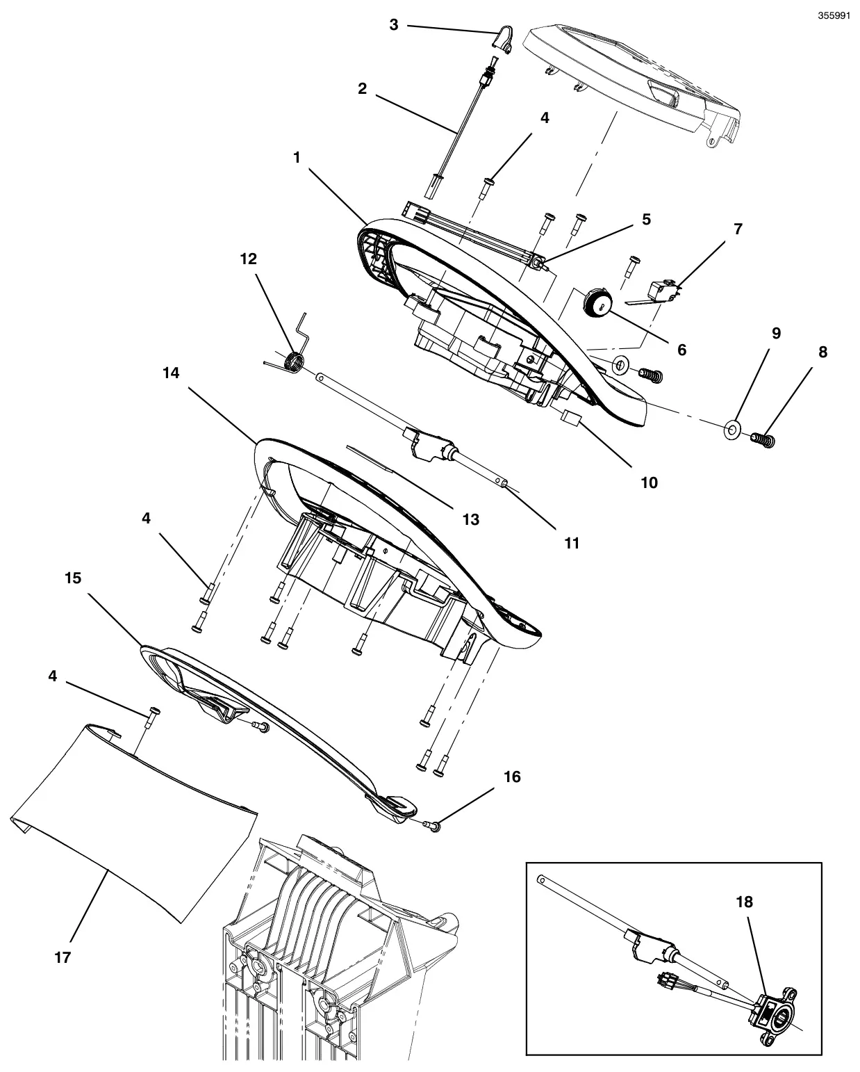 Tennant T600e / T600 console handle group, propel drawing, manual page 68