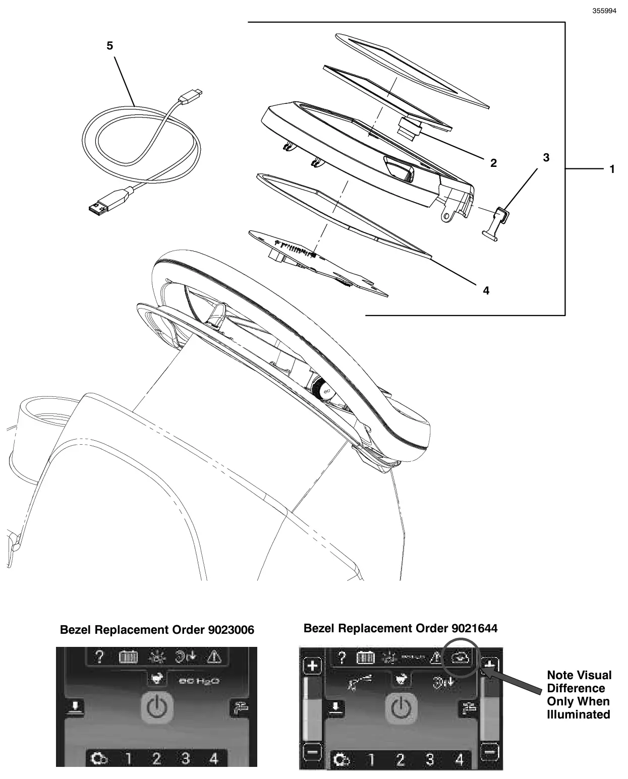 Tennant T600e / T600 console panel, pro-panel lcd, without telemetry (t600 model) drawing, manual page 74