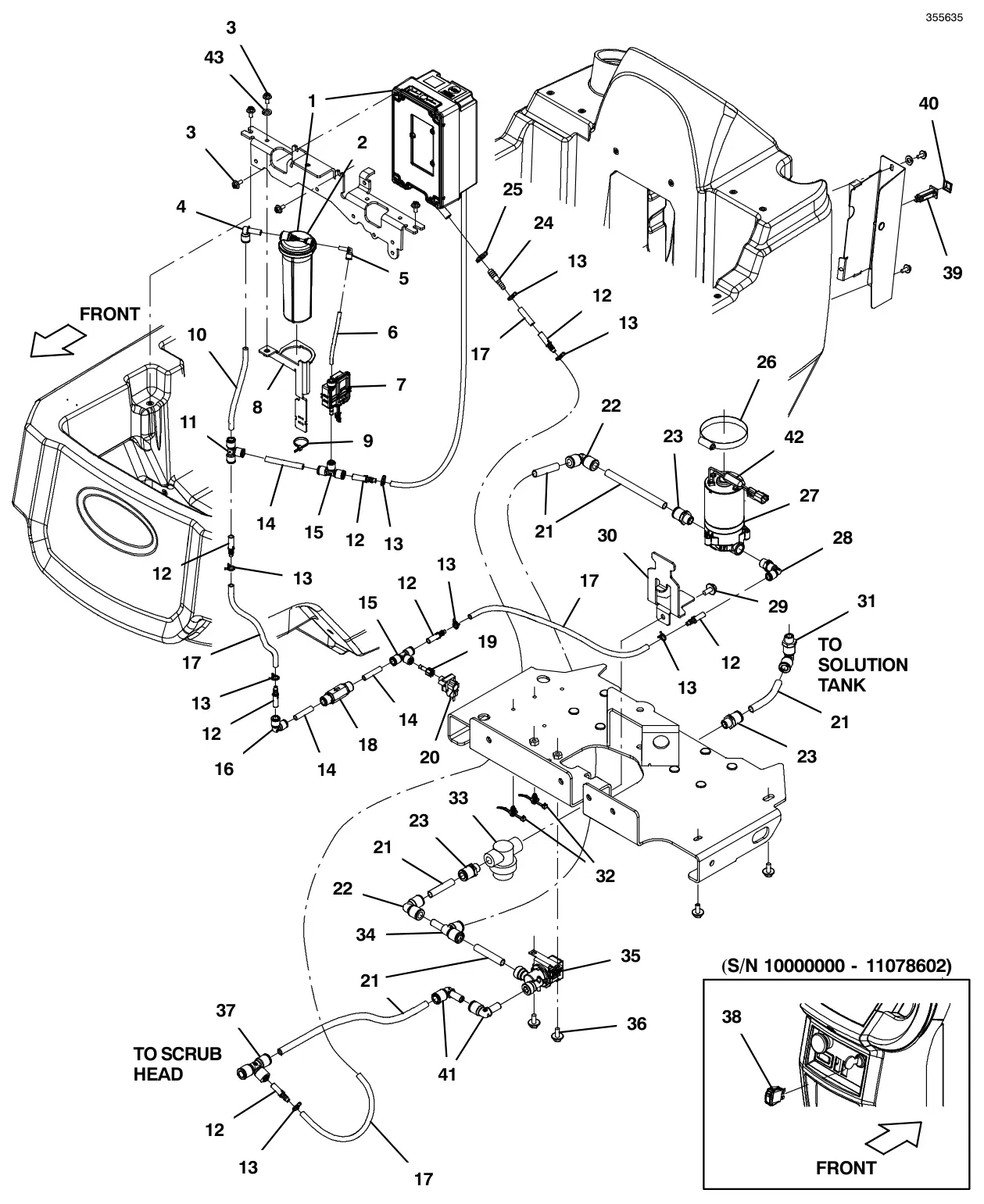 Tennant T600e / T600 ec-h2o solution group drawing, manual page 132