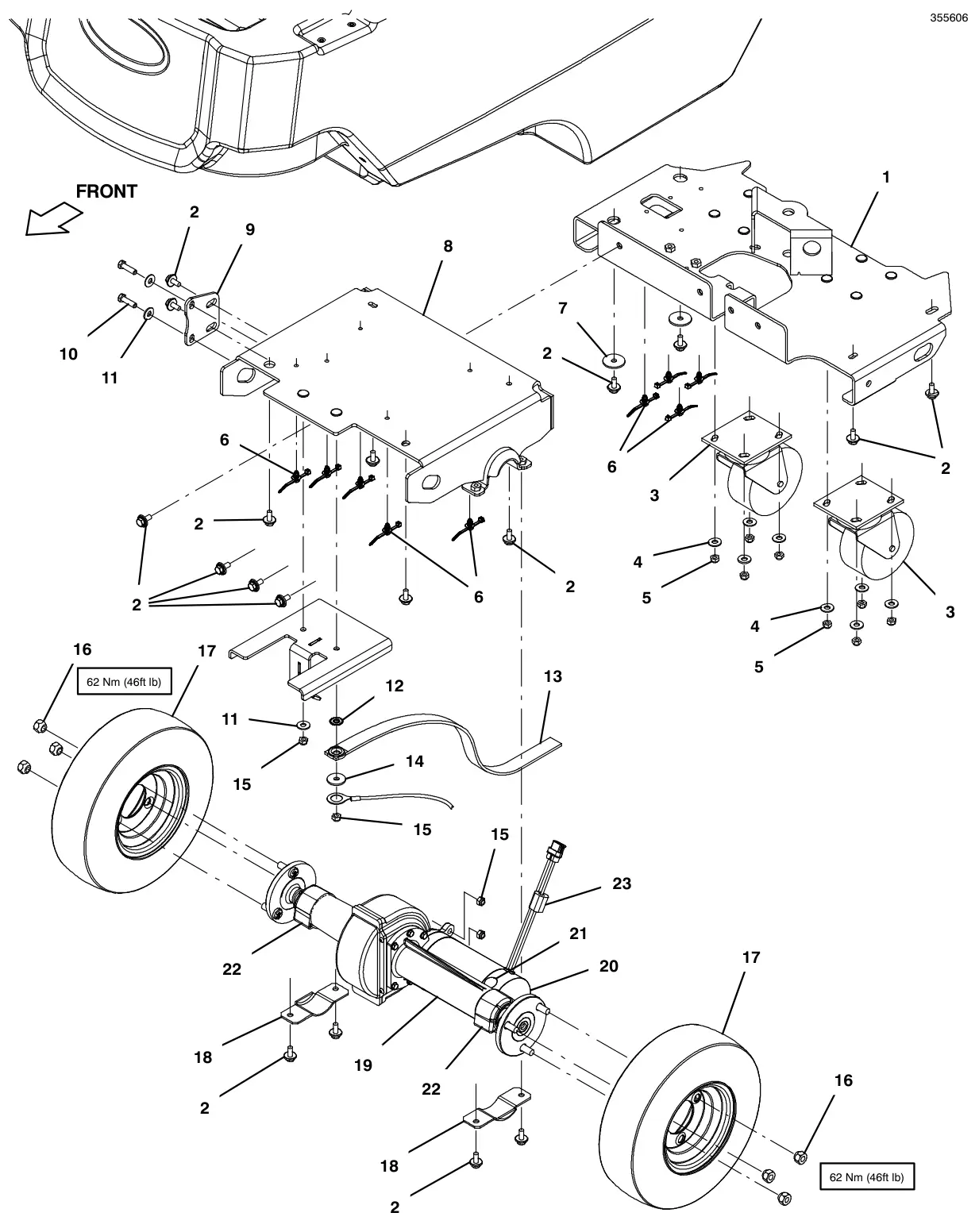 Tennant T600e / T600 frame and drive group, without park lock drawing, manual page 50