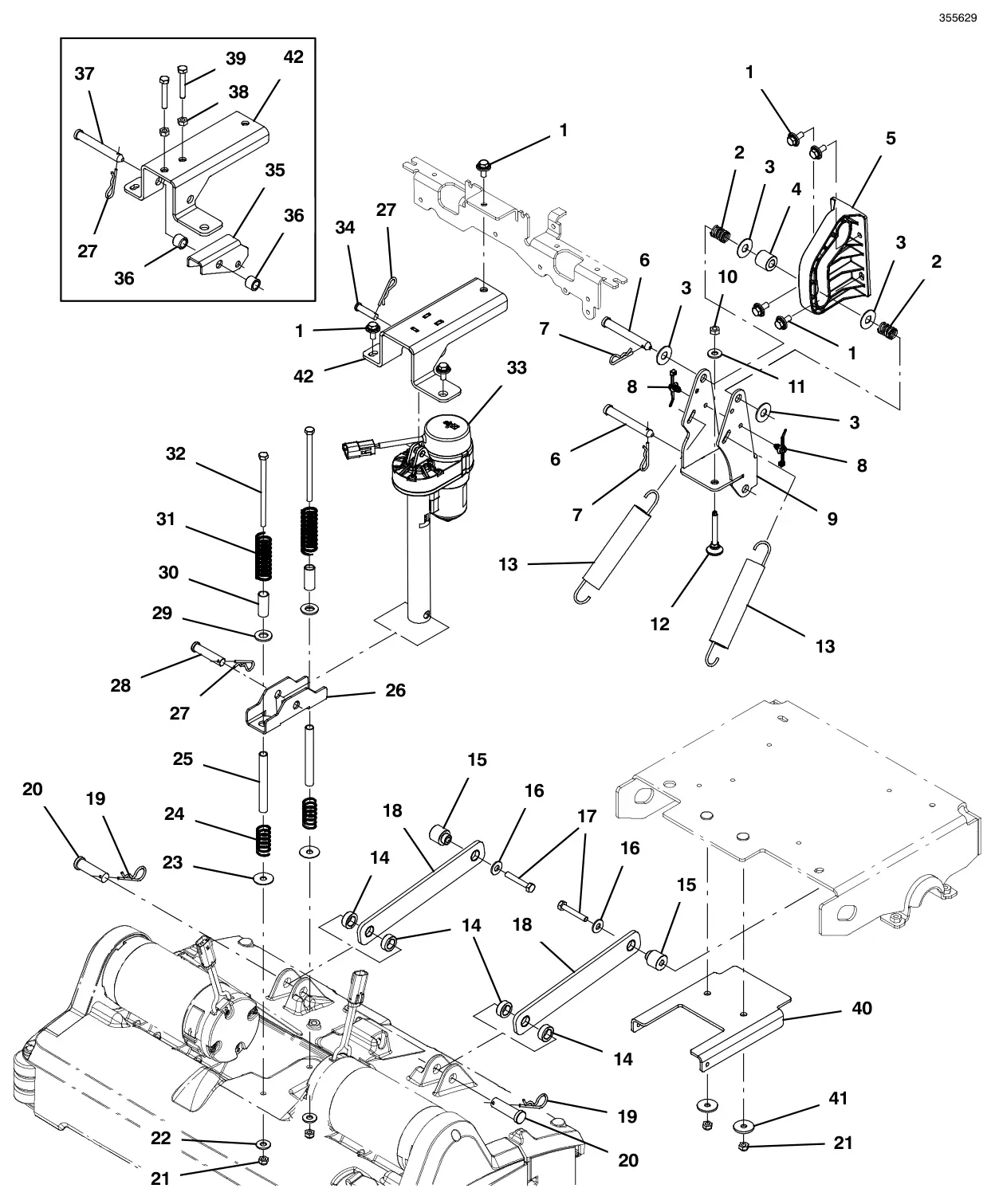Tennant T600e / T600 head lift group, cylindrical drawing, manual page 56