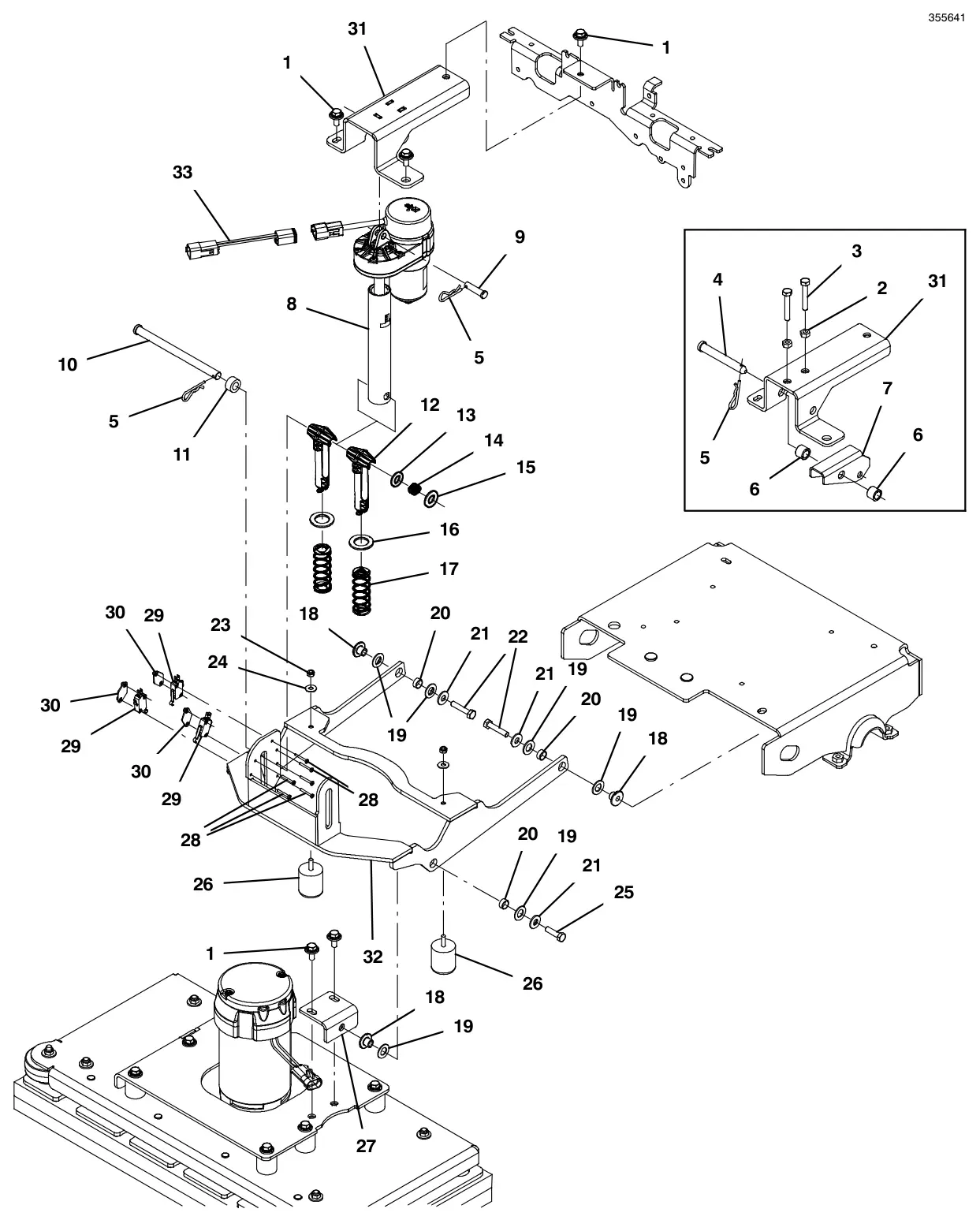 Tennant T600e / T600 head lift group, orbital drawing, manual page 58