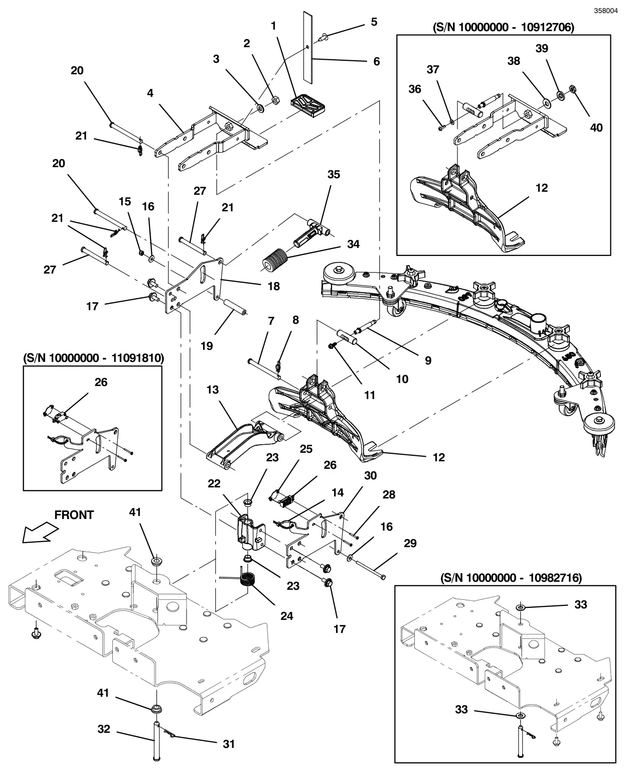 Tennant T600e / T600 squeegee lift group drawing, manual page 76