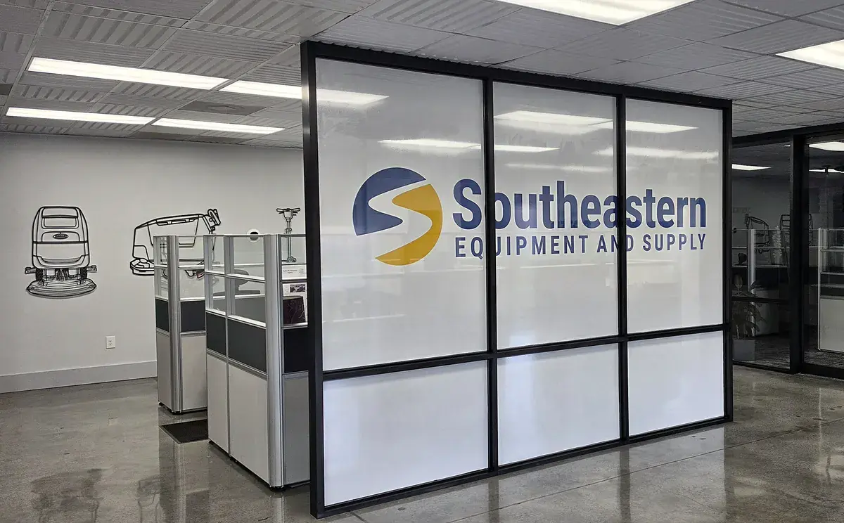 Southeastern Equipment and Supply lobby with the company logo